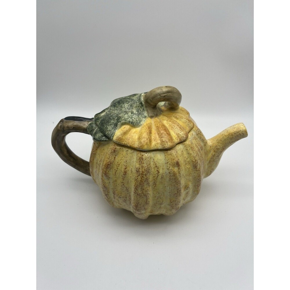 Vintage Majolica Style Pumpkin Teapot